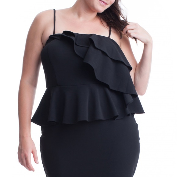 NEW PLUS SIZE BODYCON RUFFLE DRESS - Picture 2 of 3